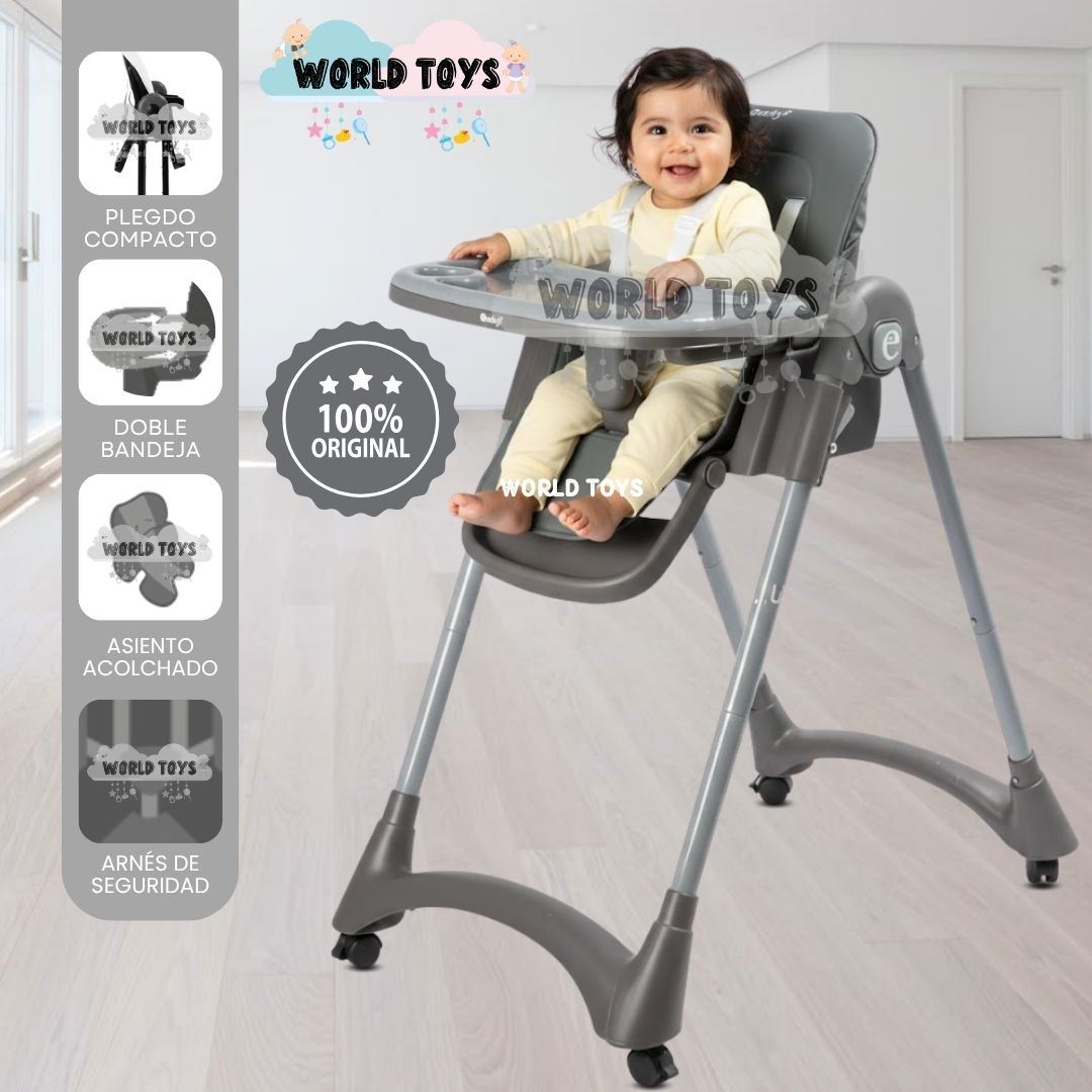 Silla de Comer Plegable «ALAI» con Rueditas Gray